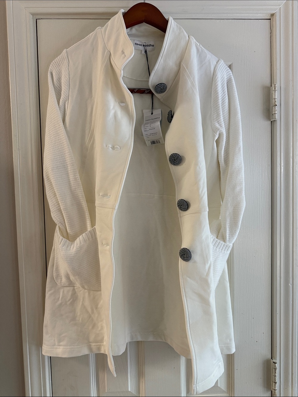 NWT Neon Buddha Textured Collared Jacket With Distinct Gray Buttons